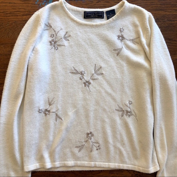 Laura Scott Petites white embroidered sweater - Picture 4 of 6